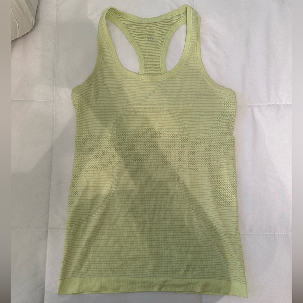 lululemon swiftly tech tank lime green and size 4!